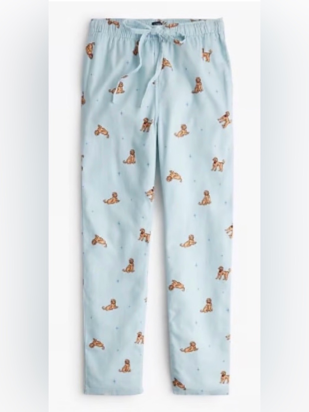NWT J. Crew Light Blue Flannel Pajama Pants with Golden Doodle Dog Print Medium